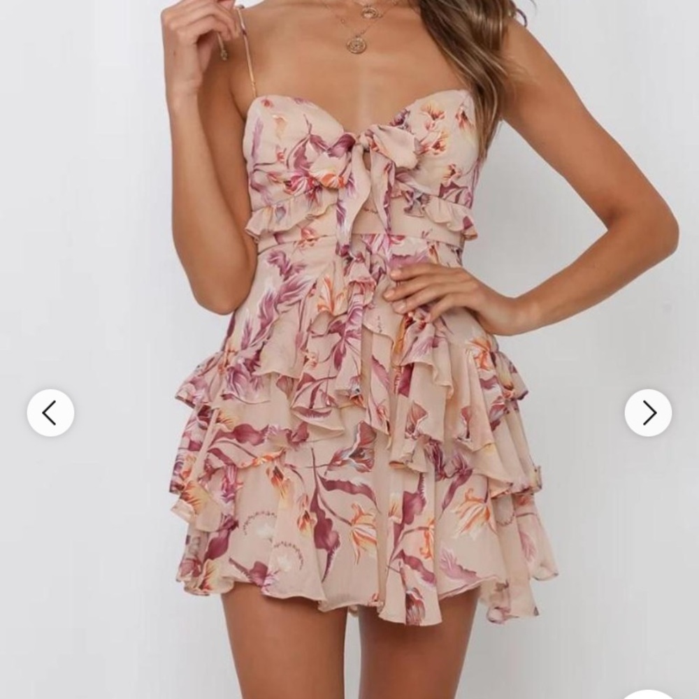 Hello Molly Women’s Tan and Pink Dress